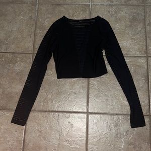 La Senza black crop top with mesh insert